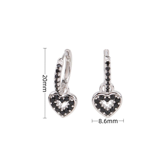 Wholesale S925 Sterling Silver Inlaid Color Zircon Heartshaped Sweet Style Women's Love Earrings