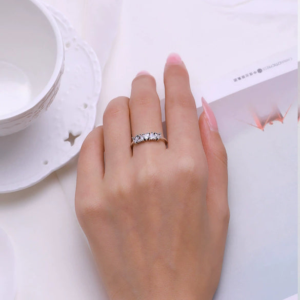 Wholesale S925 Sterling Silver Inlaid Heartshaped Zircon Ring For Women Cute Style