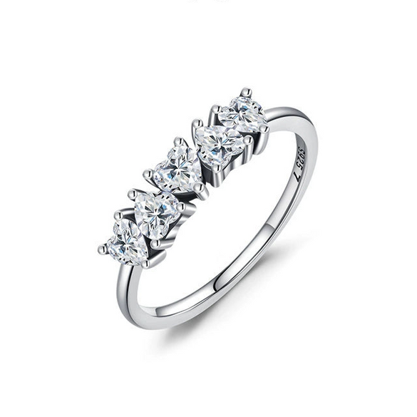 Wholesale S925 Sterling Silver Inlaid Heartshaped Zircon Ring For Women Cute Style