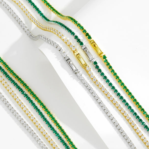 Wholesale S925 Sterling Silver Inlaid Multicolor Zircon Necklaces With Geometric Pattern Electroplated For Women