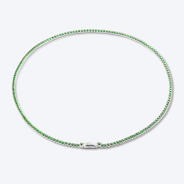 Wholesale S925 Sterling Silver Inlaid Multicolor Zircon Necklaces With Geometric Pattern Electroplated For Women