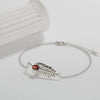 Wholesale S925 Sterling Silver Inlaid Natural Diopside Garnet Color Feather And Leaves Design Women's Earrings