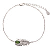 Wholesale S925 Sterling Silver Inlaid Natural Diopside Garnet Color Feather And Leaves Design Women's Earrings