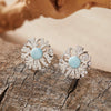 Wholesale S925 Sterling Silver Inlaid Natural Pearl Flower Leaf Design Earrings