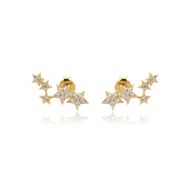 Wholesale S925 Sterling Silver Inlaid Star Earrings For Women Electroplated Platinum Or 18K Gold Minimalist Style