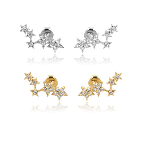 Wholesale S925 Sterling Silver Inlaid Star Earrings For Women Electroplated Platinum Or 18K Gold Minimalist Style