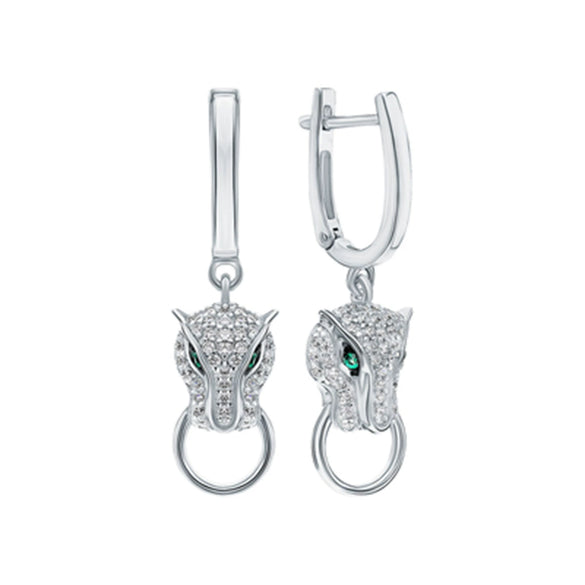 Wholesale S925 Sterling Silver Inlaid Zircon Cheetah Earrings With Electroplating Retro Gorgeous Style For Women