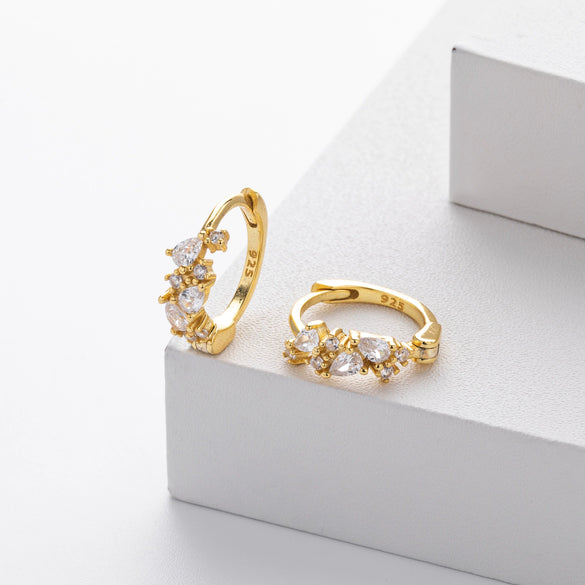 Wholesale S925 Sterling Silver Inlaid Zircon Drop Shape Allmatch Women's Earrings