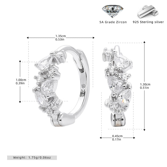 Wholesale S925 Sterling Silver Inlaid Zircon Drop Shape Allmatch Women's Earrings