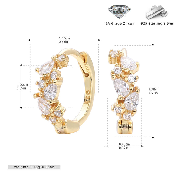 Wholesale S925 Sterling Silver Inlaid Zircon Drop Shape Allmatch Women's Earrings