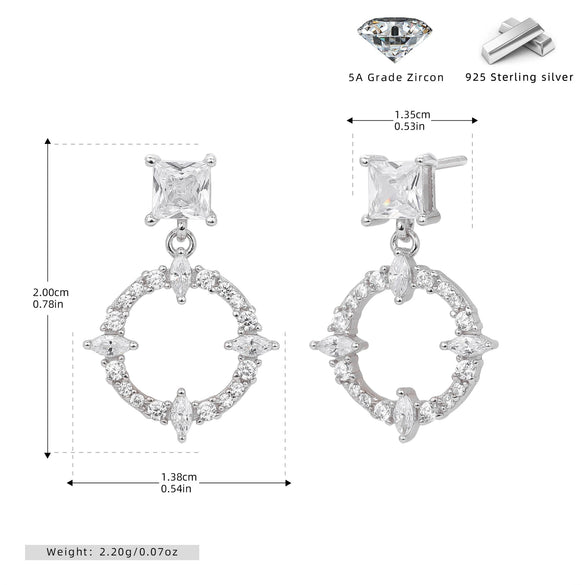 Wholesale S925 Sterling Silver Inlaid Zircon Earrings French Fashion Style