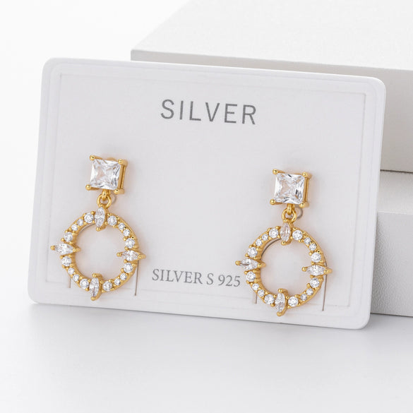 Wholesale S925 Sterling Silver Inlaid Zircon Earrings French Fashion Style