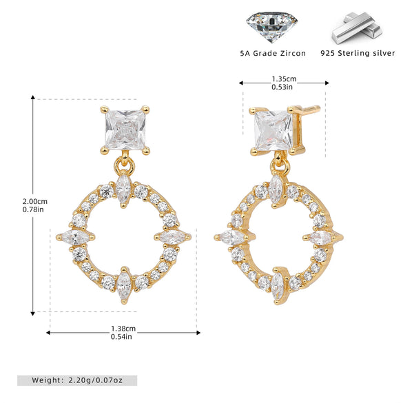 Wholesale S925 Sterling Silver Inlaid Zircon Earrings French Fashion Style