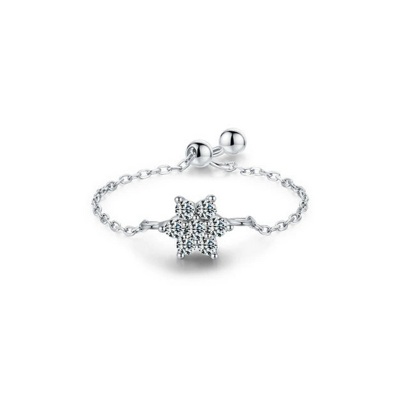 Wholesale S925 Sterling Silver Inlaid Zircon Flower Ring With Fresh Sweet Design Sense And Adjustable Feature Seiko Craft For Women