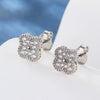 Wholesale S925 Sterling Silver Inlaid Zircon Four Leaf Clover Electroplated Earrings With Retro Niche Design For Women