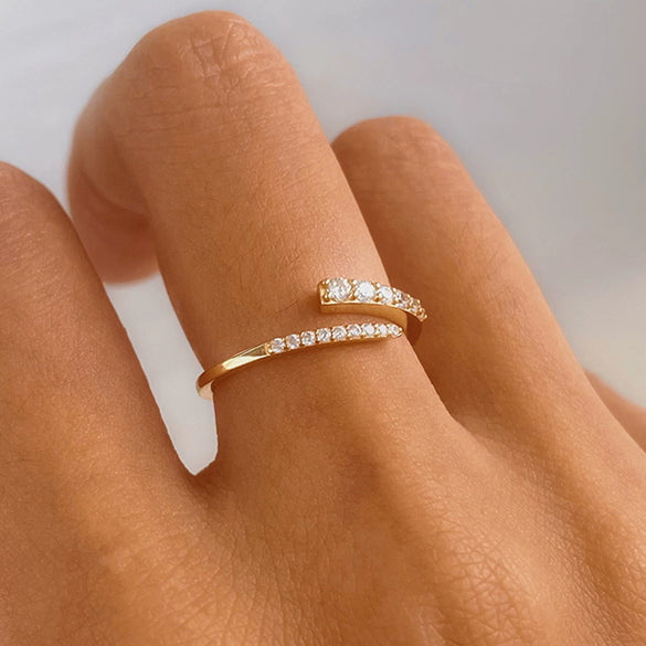 Wholesale S925 Sterling Silver Inlaid Zircon Geometric Fashion Simple Gentle Temperament Joker Opening Adjustable Micropaved Ring For Women