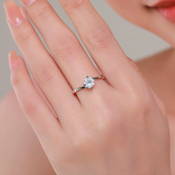 Wholesale S925 Sterling Silver Inlaid Zircon Geometric Light Luxury Simulation Diamond All Match Women's Ring Jewelry