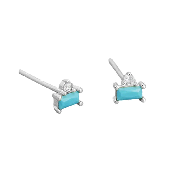 Wholesale S925 Sterling Silver Inlaid Zircon Geometric Minimalist Earrings