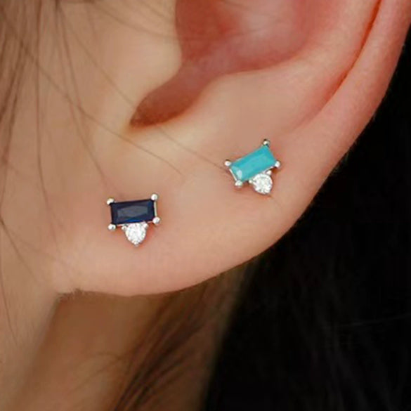 Wholesale S925 Sterling Silver Inlaid Zircon Geometric Minimalist Earrings