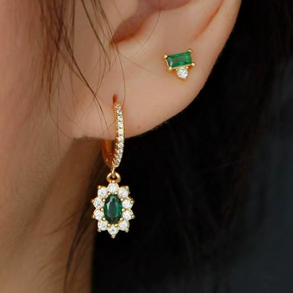 Wholesale S925 Sterling Silver Inlaid Zircon Geometric Minimalist Earrings