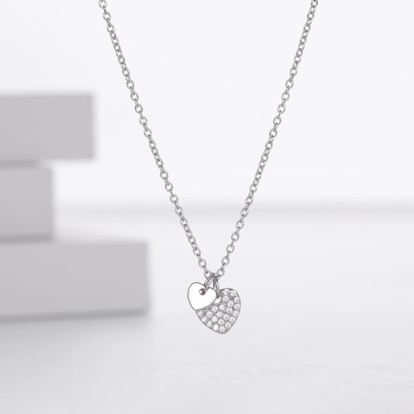 Wholesale S925 Sterling Silver Inlaid Zircon Heart Clavicle Chain For Women
