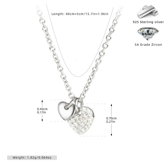 Wholesale S925 Sterling Silver Inlaid Zircon Heart Clavicle Chain For Women