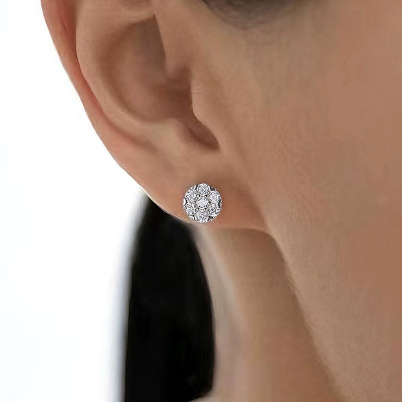 Wholesale S925 Sterling Silver Inlaid Zircon Hexagonal Earrings With Elegant Charm And Advanced Sense For Women