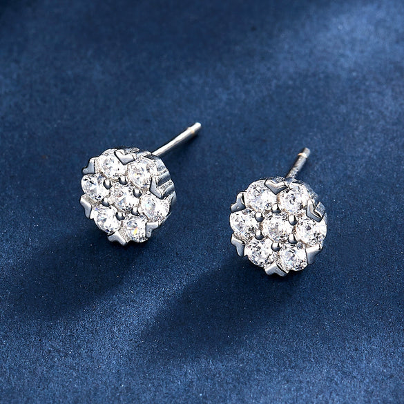Wholesale S925 Sterling Silver Inlaid Zircon Hexagonal Earrings With Elegant Charm And Advanced Sense For Women