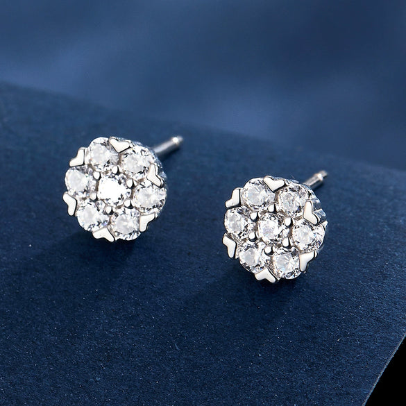 Wholesale S925 Sterling Silver Inlaid Zircon Hexagonal Earrings With Elegant Charm And Advanced Sense For Women