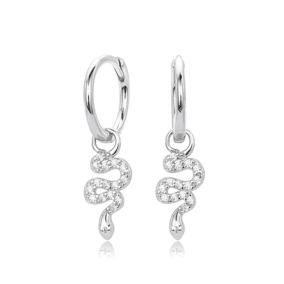 Wholesale S925 Sterling Silver Inlaid Zircon Snake Earrings Light Luxury Style