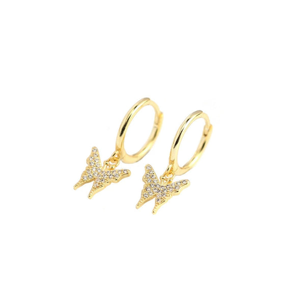 Wholesale S925 Sterling Silver Insect Butterfly Earbuckle Earrings With Electroplating Sweet Style For Female