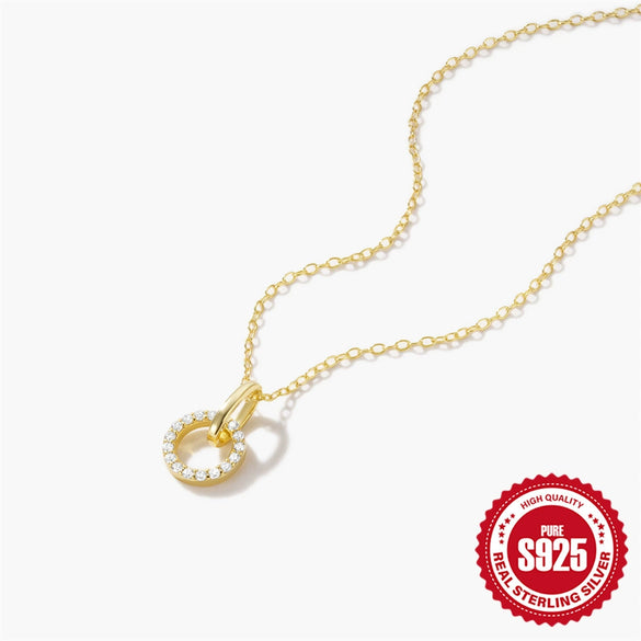 Wholesale S925 Sterling Silver Interlocking Micropaved Zircon Geometric Clavicle Chain Necklace For Women With Electroplating