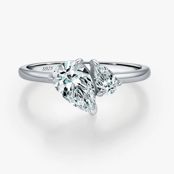 Wholesale S925 Sterling Silver Interwoven Love Ring With Water Drop Flash Diamond Design For Women