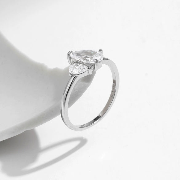 Wholesale S925 Sterling Silver Interwoven Love Ring With Water Drop Flash Diamond Design For Women