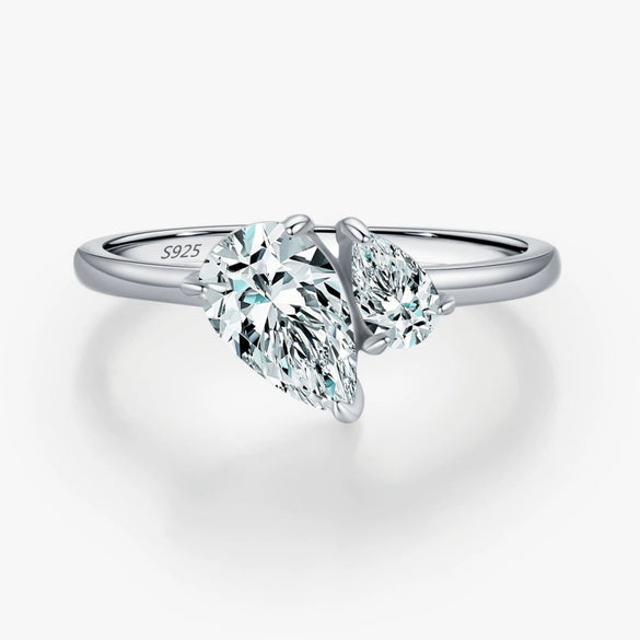 Wholesale S925 Sterling Silver Interwoven Love Ring With Water Drop Flash Diamond Design For Women
