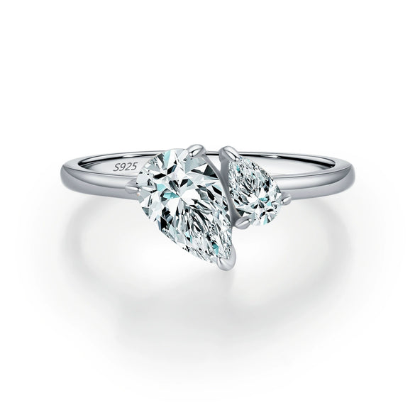 Wholesale S925 Sterling Silver Interwoven Love Ring With Water Drop Flash Diamond Design For Women