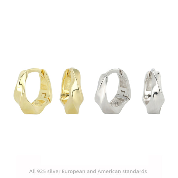 Wholesale S925 Sterling Silver Irregular Bump Wave Design Electroplated Women's Ear Ring