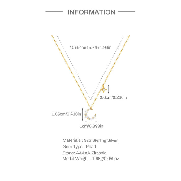 Wholesale S925 Sterling Silver Irregular Crescent Moon Geometric Electroplated Women's Moon Necklace Clavicle Chain