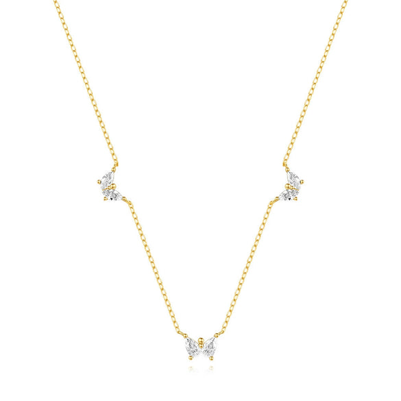 Wholesale S925 Sterling Silver Irregular Geometric Butterfly Clavicle Necklace With Electroplating Treatment For Women
