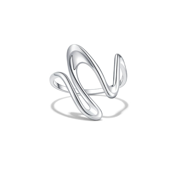 Wholesale S925 Sterling Silver Irregular Geometric Design Electroplated Platinum Or 18K Gold Fashion Ring For Women