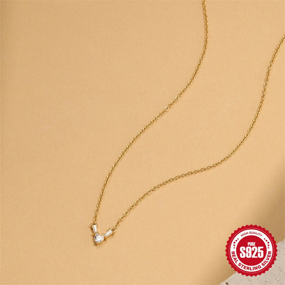 Wholesale S925 Sterling Silver Irregular Geometric Love Necklace For Women With Electroplating Ochain