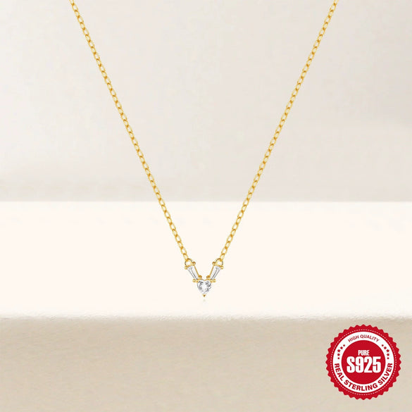 Wholesale S925 Sterling Silver Irregular Geometric Love Pendant Necklace With O Chain For Women Zirconia Treatment