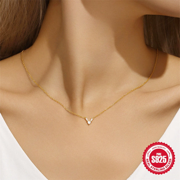 Wholesale S925 Sterling Silver Irregular Geometric Love Pendant Necklace With O Chain For Women Zirconia Treatment
