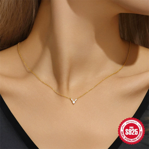 Wholesale S925 Sterling Silver Irregular Geometric Love Pendant Necklace With O Chain For Women Zirconia Treatment