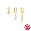 Wholesale S925 Sterling Silver Irregular Geometric Petal Tassel Electroplated Diamond Earrings For Women
