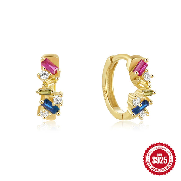 Wholesale S925 Sterling Silver Irregular Geometric Zircon Earrings With Electroplating For Women