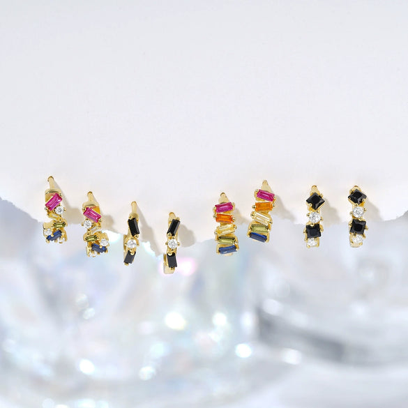 Wholesale S925 Sterling Silver Irregular Geometric Zircon Earrings With Electroplating For Women