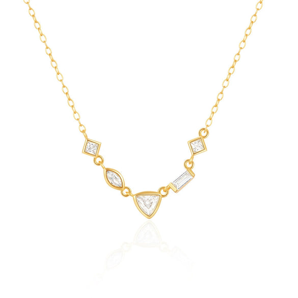 Wholesale S925 Sterling Silver Irregular Geometric Zircon Stacked Clavicle Chain Necklace With Electroplating For Women