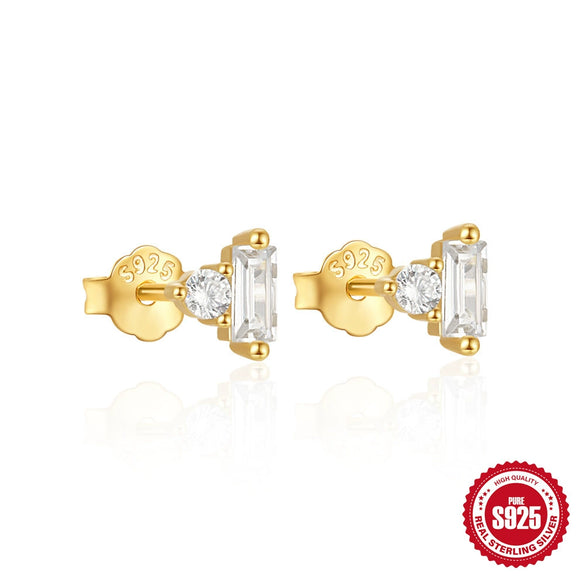 Wholesale S925 Sterling Silver Irregular Ladder Square Zircon Geometric Fashion Earrings With Electroplating For Women
