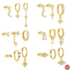 Wholesale S925 Sterling Silver Irregular Star Month Fashion Tassel Earring 3 Piece Set With Geometric Pattern And Electroplating Treatment
